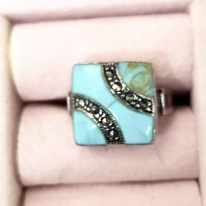 COPY - Turquoise Howlite Silver  Ring Size 7